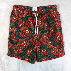 Empyre Rose Print Swim Board Shorts Men's Size Small Pockets Summer Skatercore